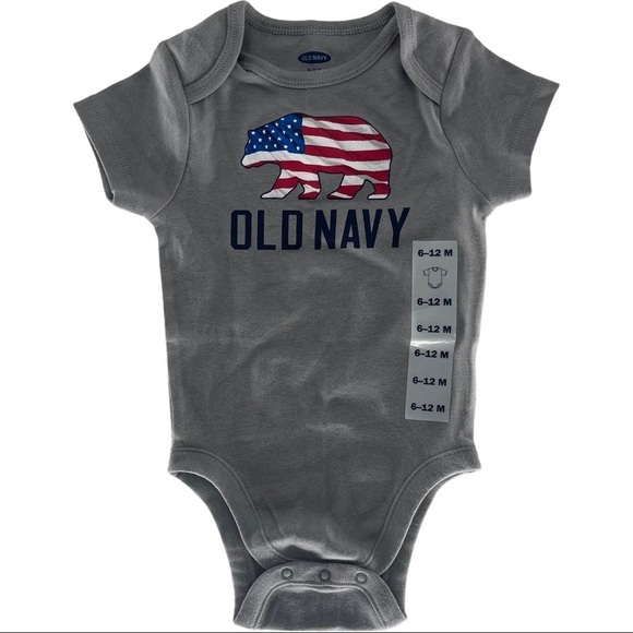 Old Navy Other - Old Navy Gray Baby Body Suit American Flag Bear